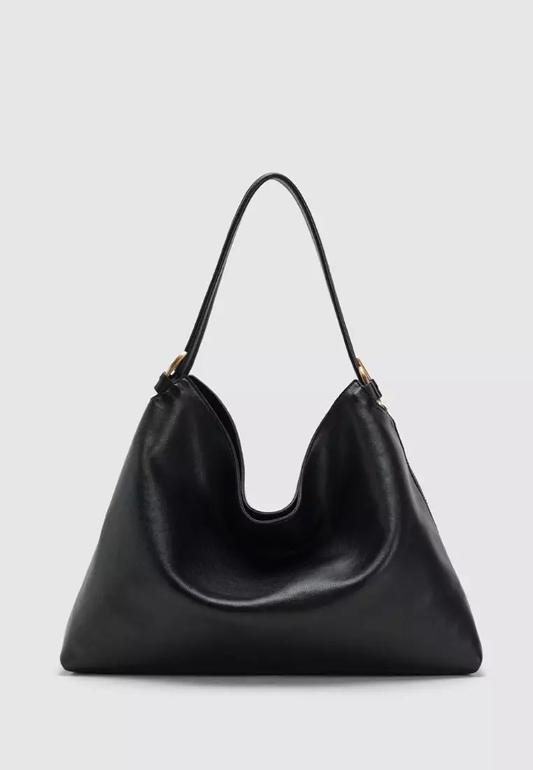 Slouchy Open Top Chain Shoulder Bag Artificial Leather