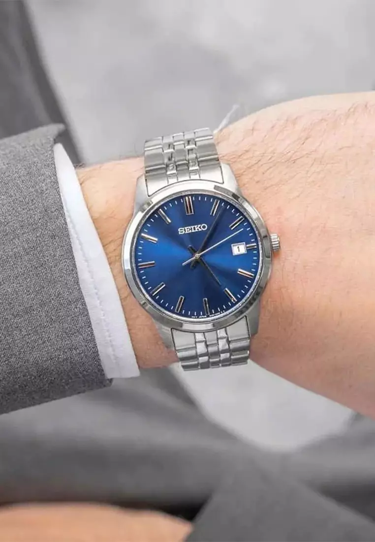 Seiko SUR399P1 - Jam Tangan Analog Pria - Silver Blue - Stainless Steel
