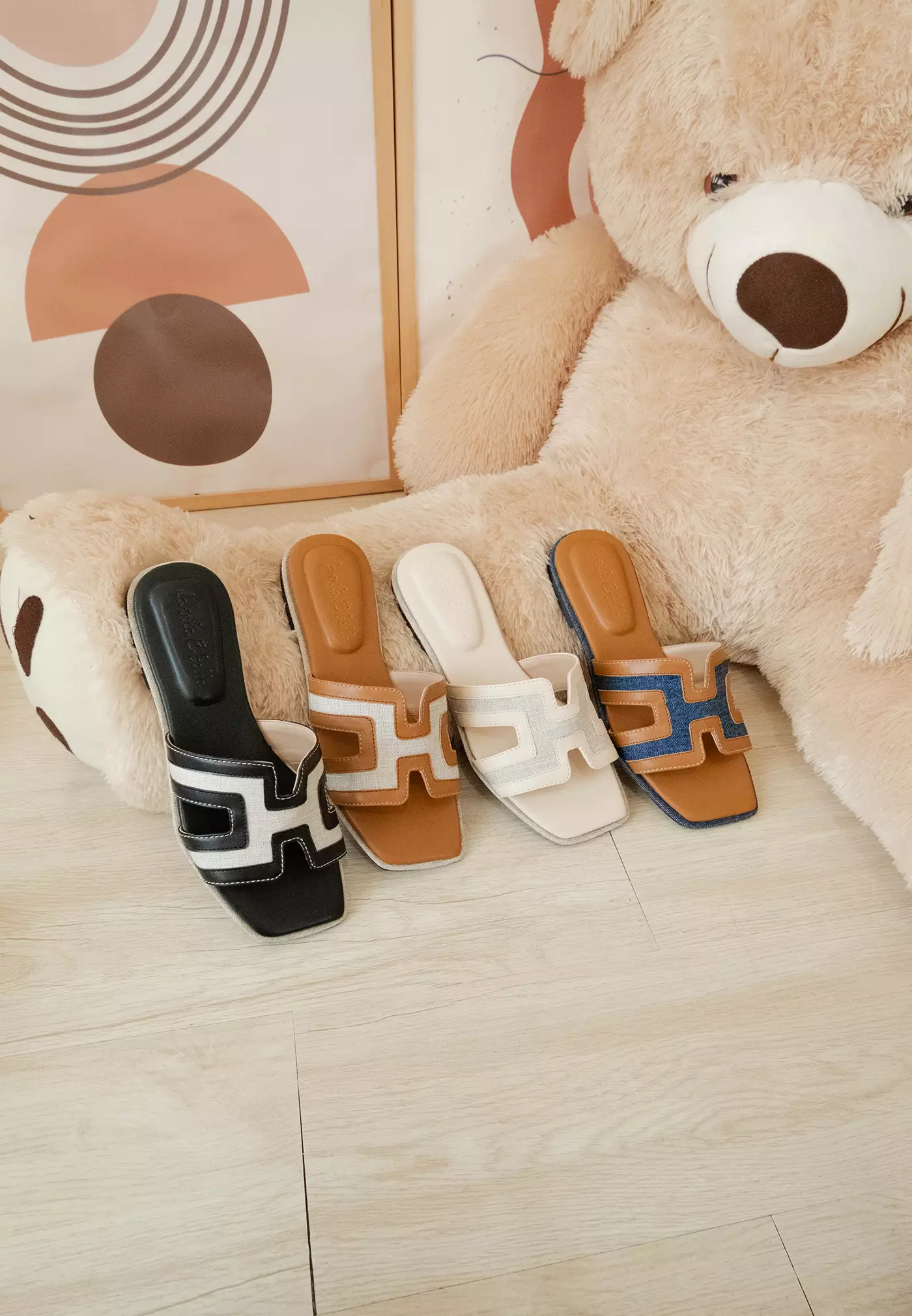 Harper Sandal Flat Slides Canvas Wanita