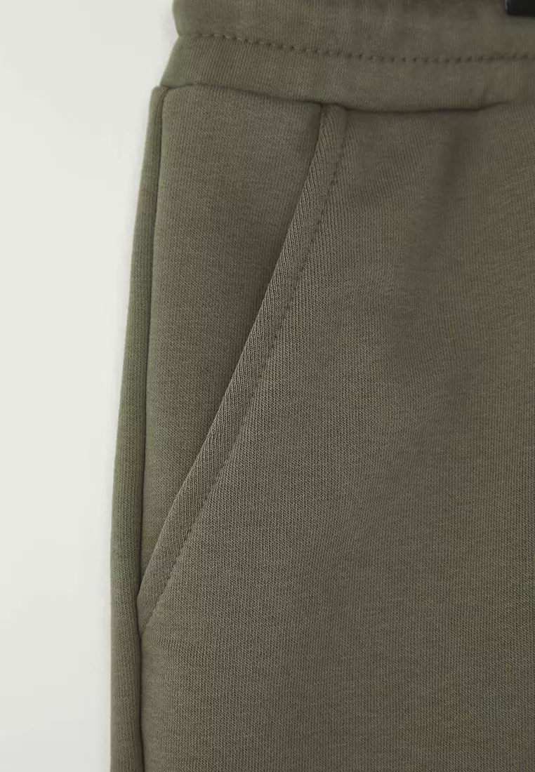 Plus Size Khaki Regular/Normal Cut Comfortable 100% Cotton Basic Shorts TMNSS24AP00001
