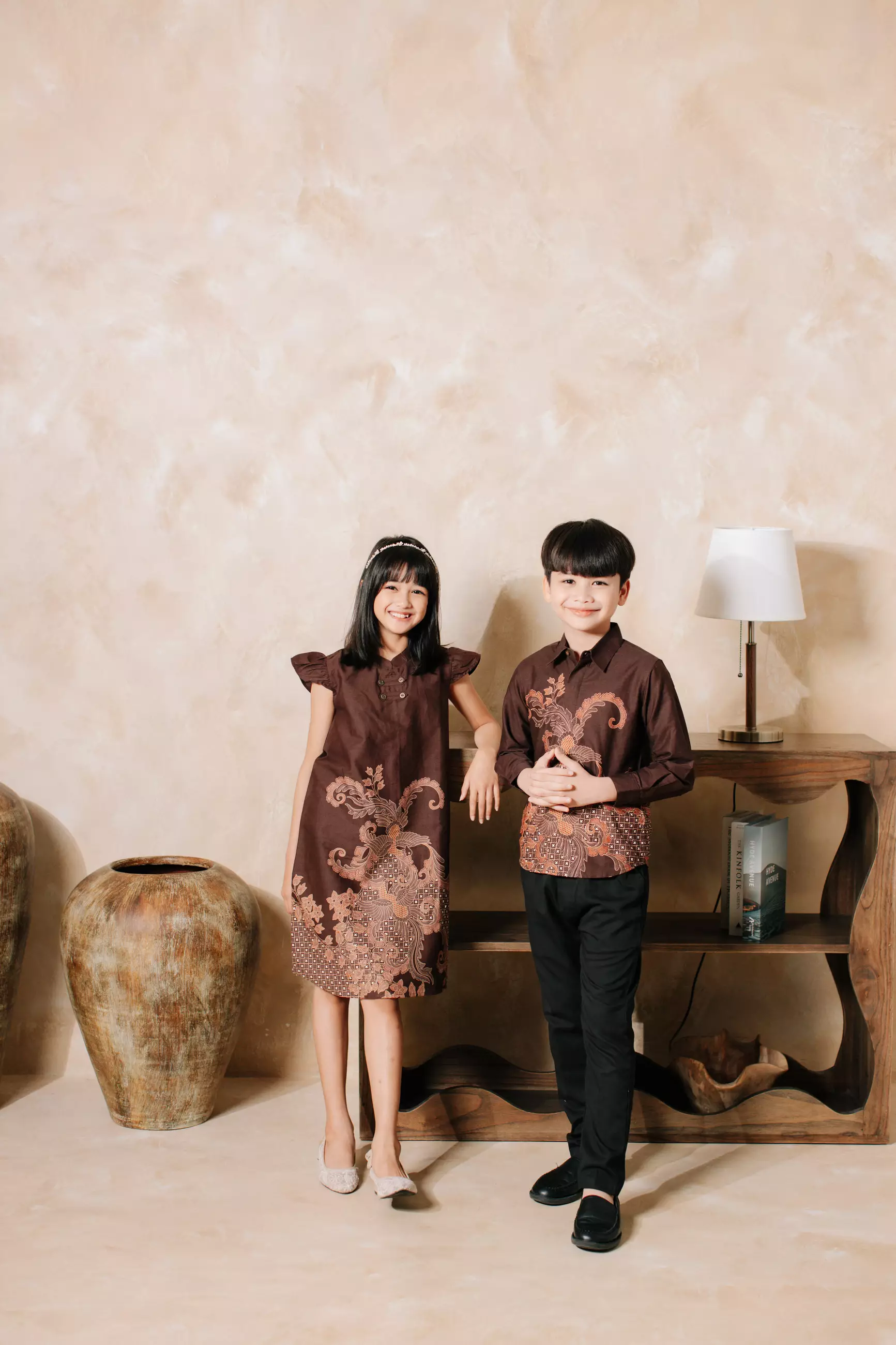 Kavindra Mahogany Brown Kemeja Batik Anak Pria Kemeja Batik Anak Cowok Katun