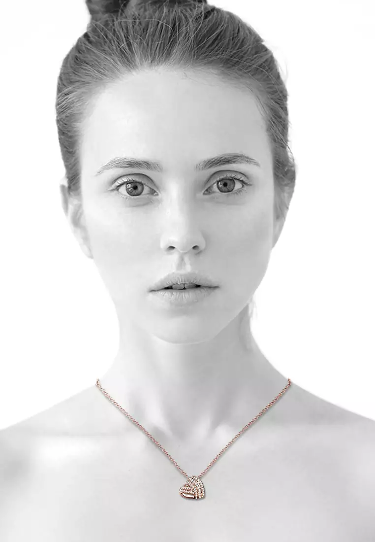 Heart-Shaped Rose Gold Pendant Necklace Embellished with SWAROVSKI®Crystal