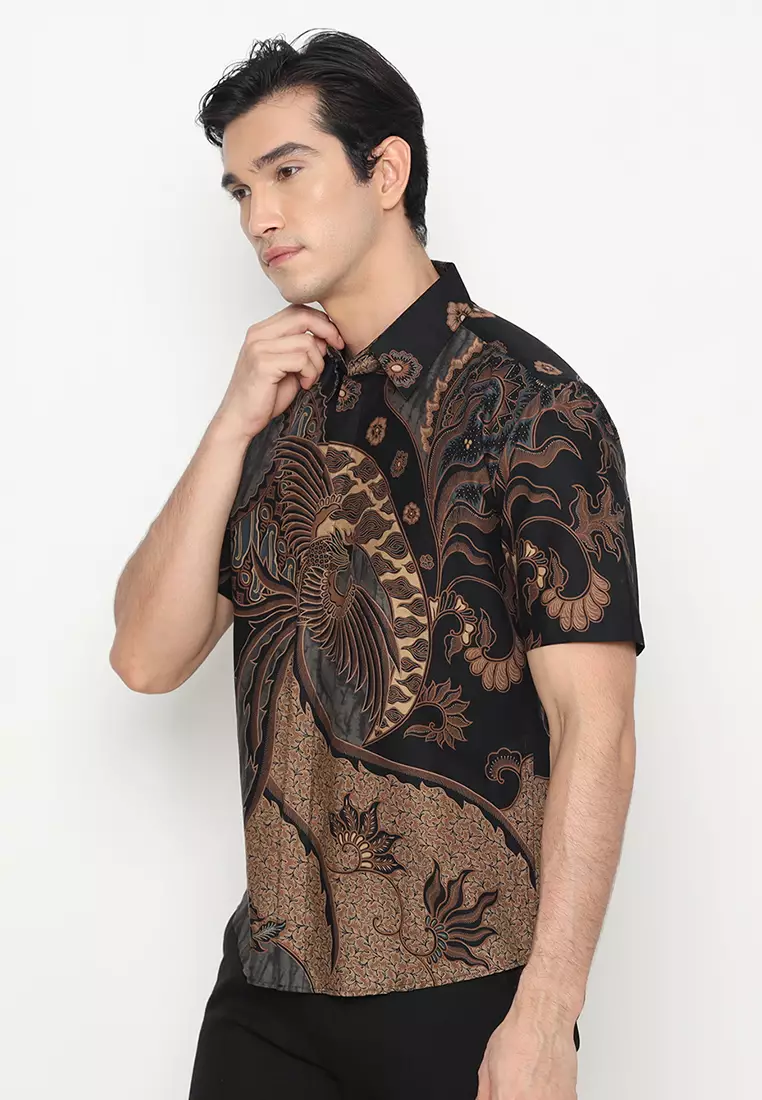 Kemeja Batik Pria Ranawijaya Short Sleeve - Black