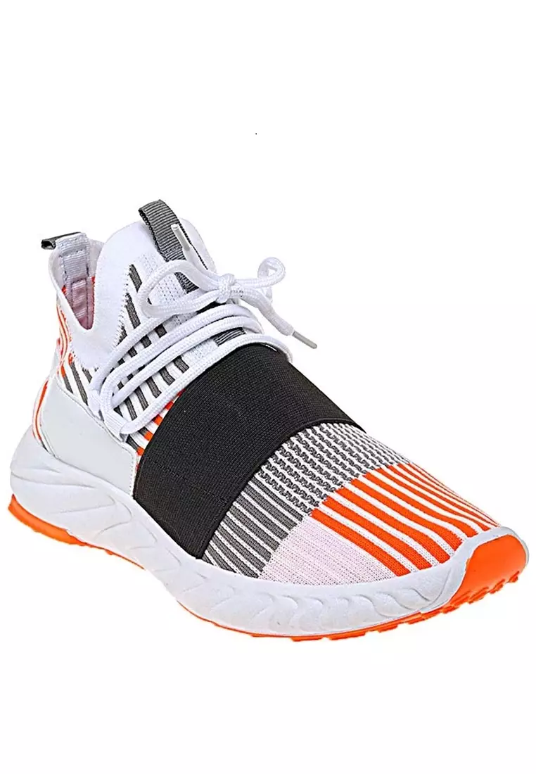 Chayton Sepatu Olahraga Pria Sneakers Casual Motif Garis Material Flyknit Mesh ORIGINAL - White