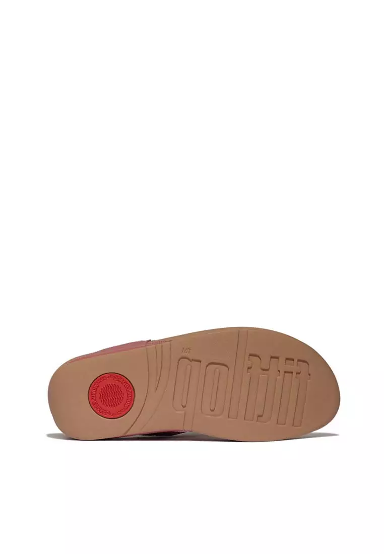 FitFlop LULU Square-Chain Leather Toe-Post Sandals - Rust Rose (E1I-D62)