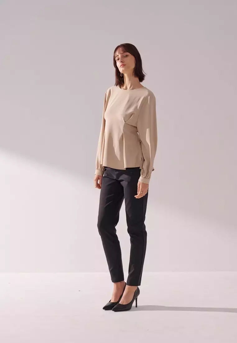 黑中腰緊身版經典彈性修身長褲