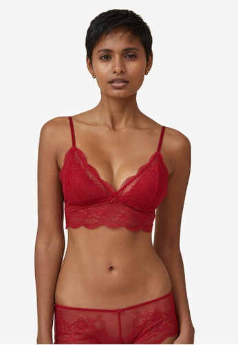 Cotton On Body red Nala Lace Longline Bralette 2AD43US7FE51FCGS_1