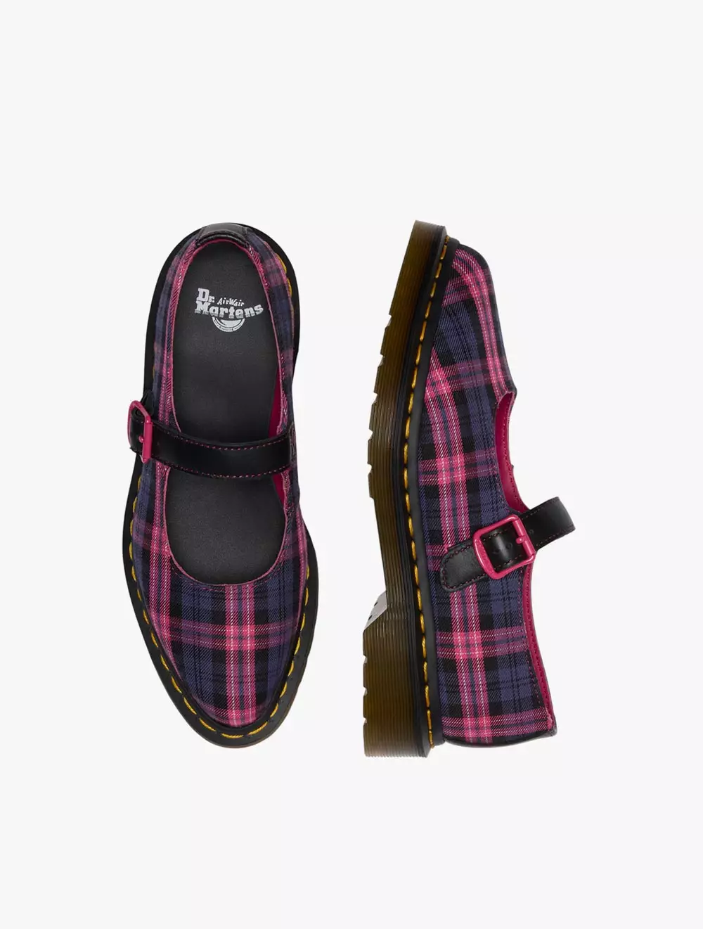 Dr. Martens Elphie MJ Black+Pink Multi Tartan Woven+Sendal