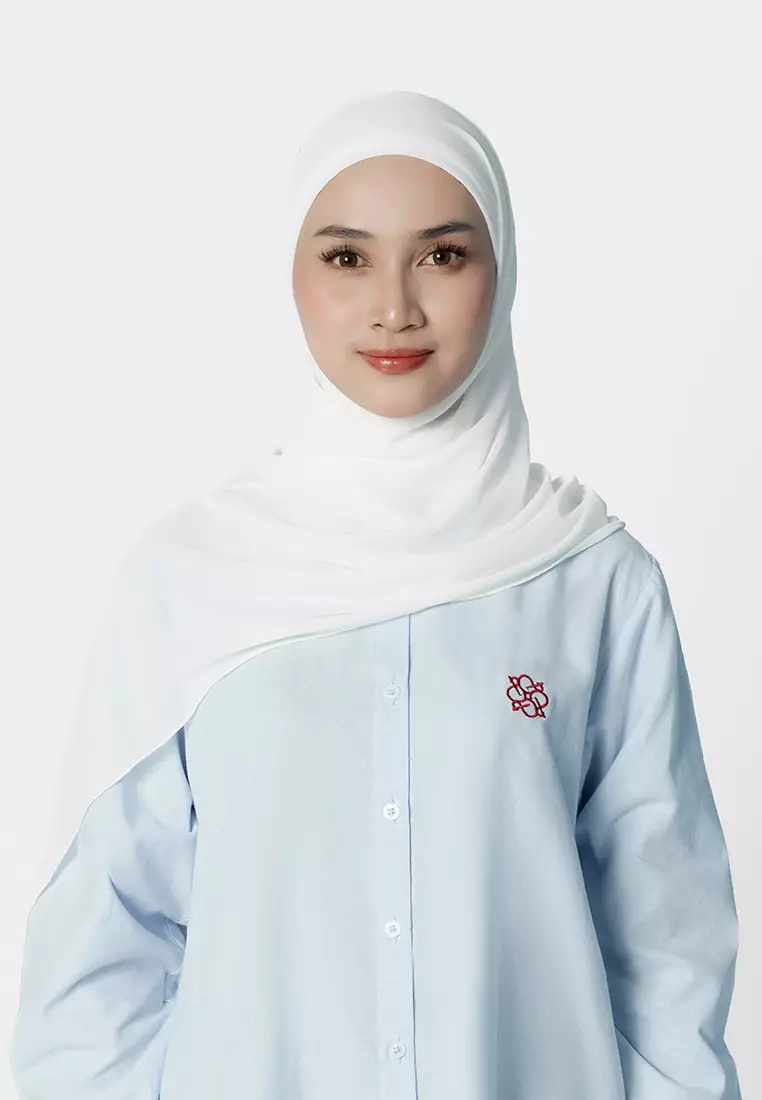 Jenna and Kaia - Ideline Pashmina 2.0 White Whisper - Pashmina Instan Premium