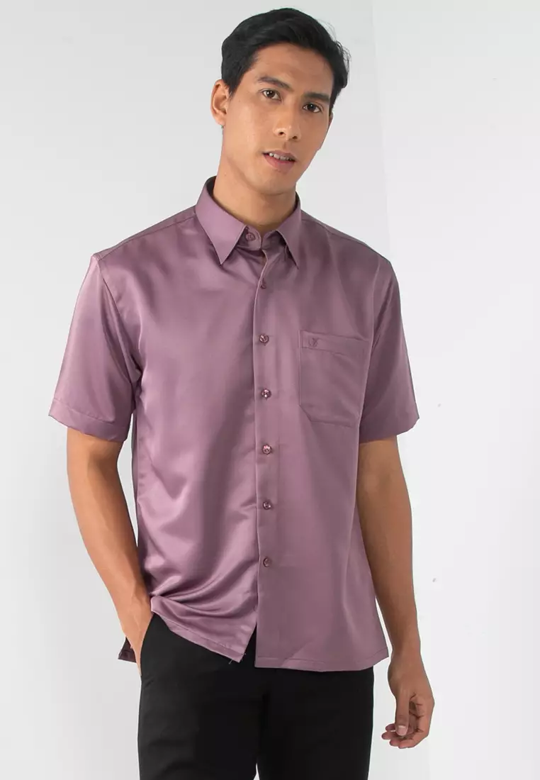 Purple short sleeve shirts clearance