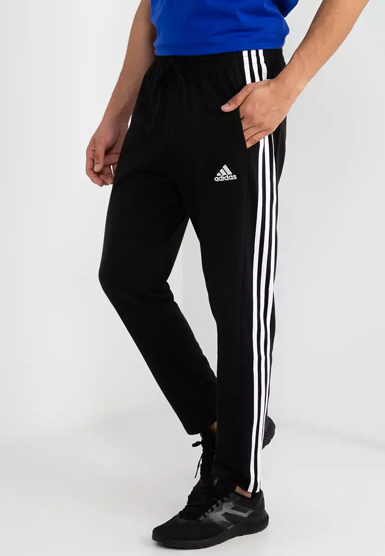 adidas Essentials Fleece Open Hem 3-Stripes Pants - Grey