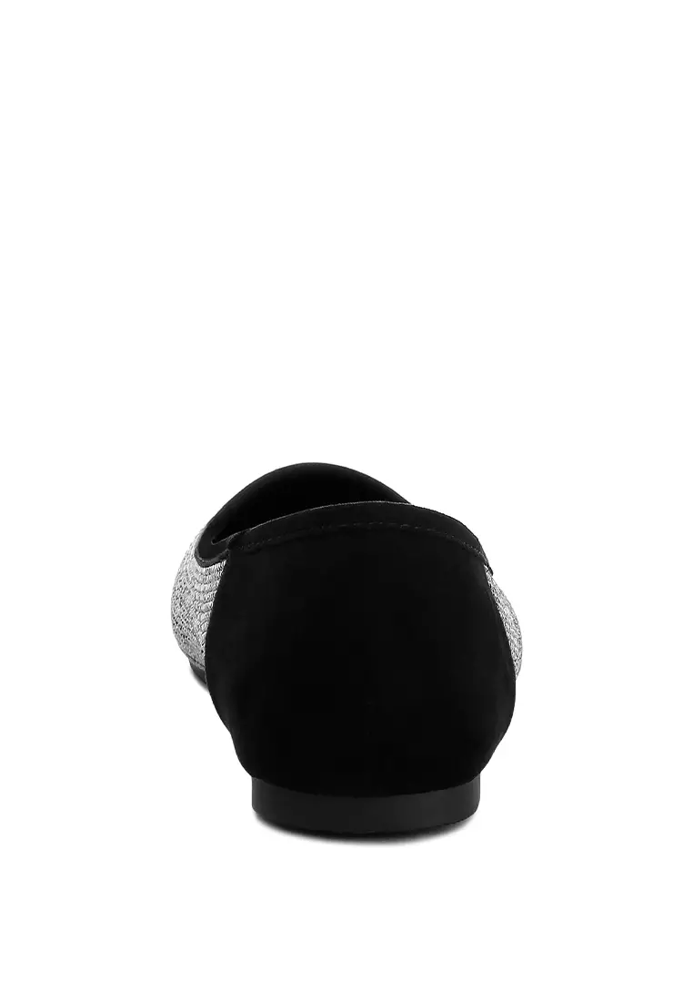 Black Shimmering Rhinestone Ballerinas