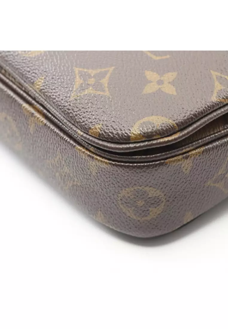 Pre-Loved Louis Vuitton pochette Metis MM monogram reverse Handbag PVC leather Brown black 2WAY