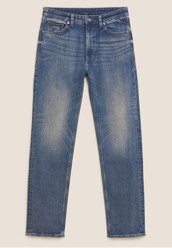 MARKS & SPENCER blue M&S Straight Fit Vintage Wash Stretch Jeans 2EB97AAF7C2CD7GS_1