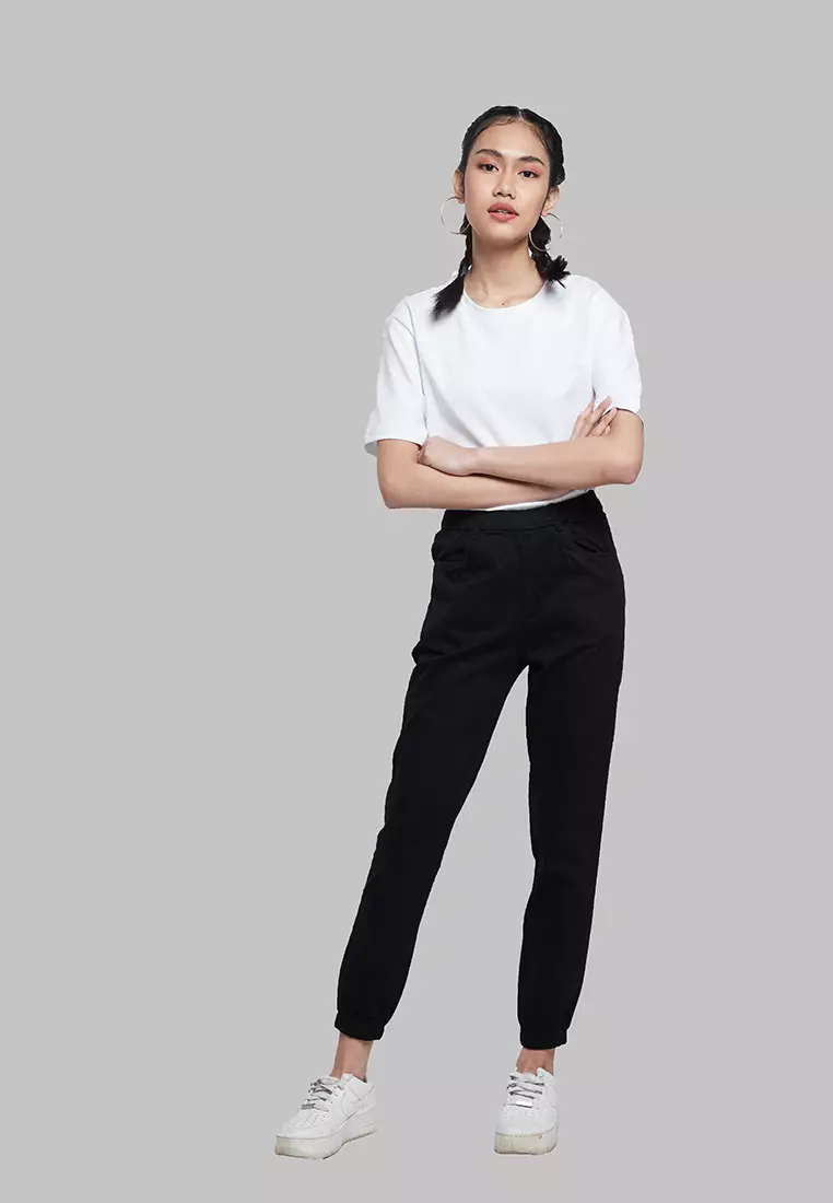 Jual IHANG IHANG Soft Denim Jogger Pants Black Original 2024 ZALORA