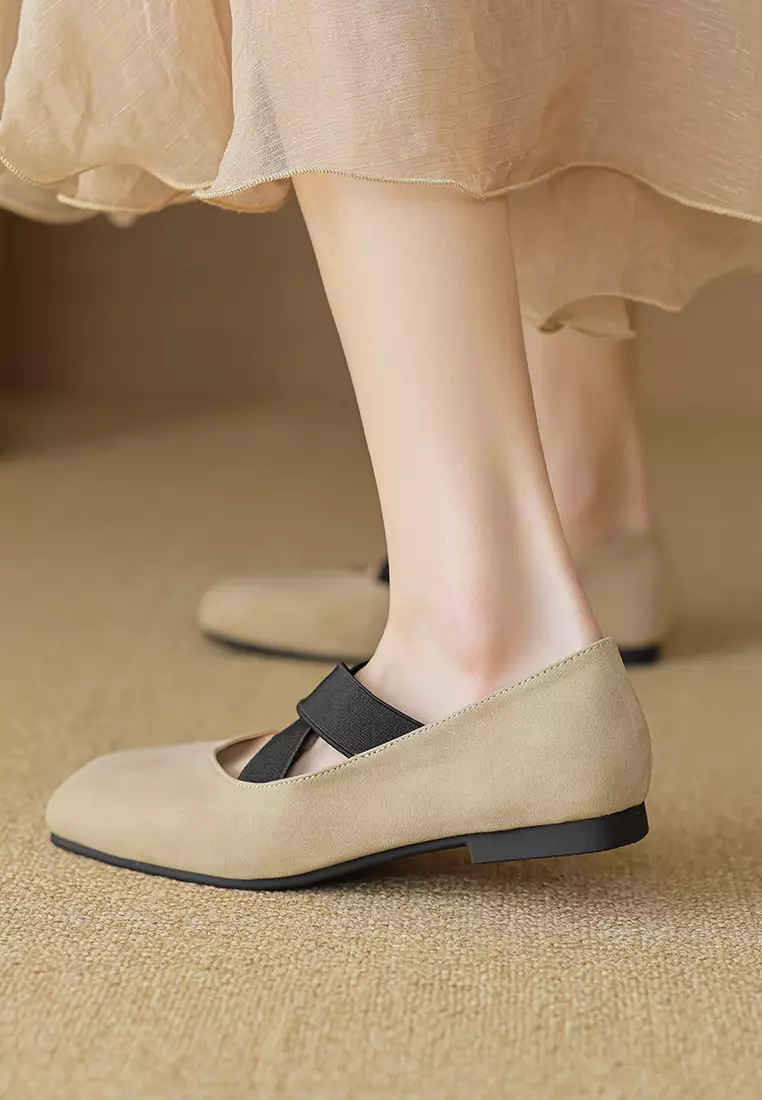 Cross Strap Square Toe Ballerinas WW8929-3