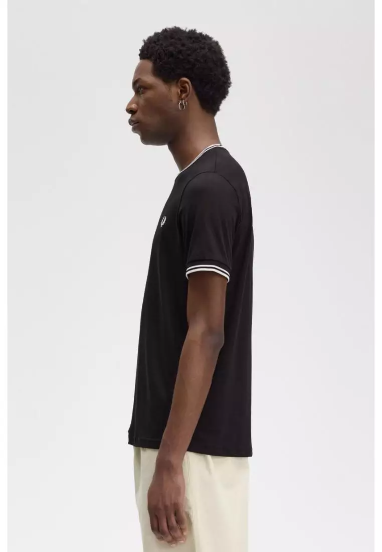 Fred Perry M1588 Twin Tipped T-Shirt (Black / Shaded Stone)