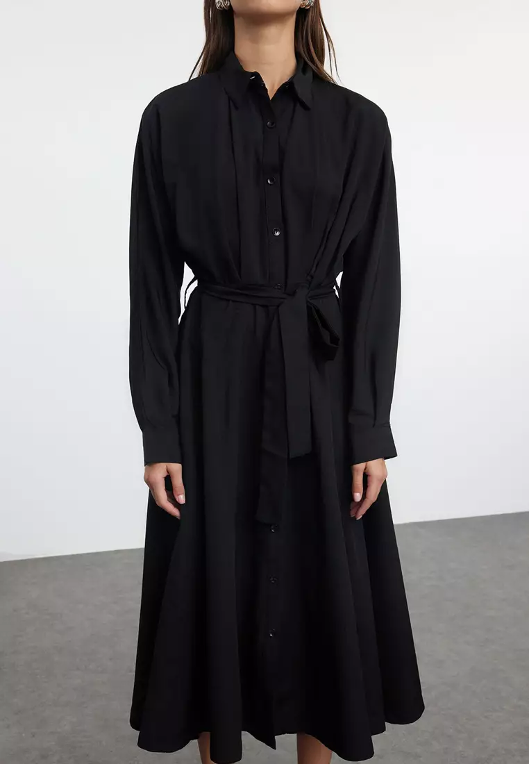 Wrap Midi Shirt Dress