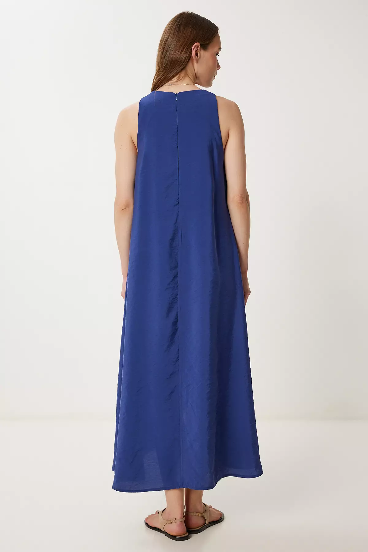 Women's Purple Sleeveless Basic Summer Tencel Dress Wf00150