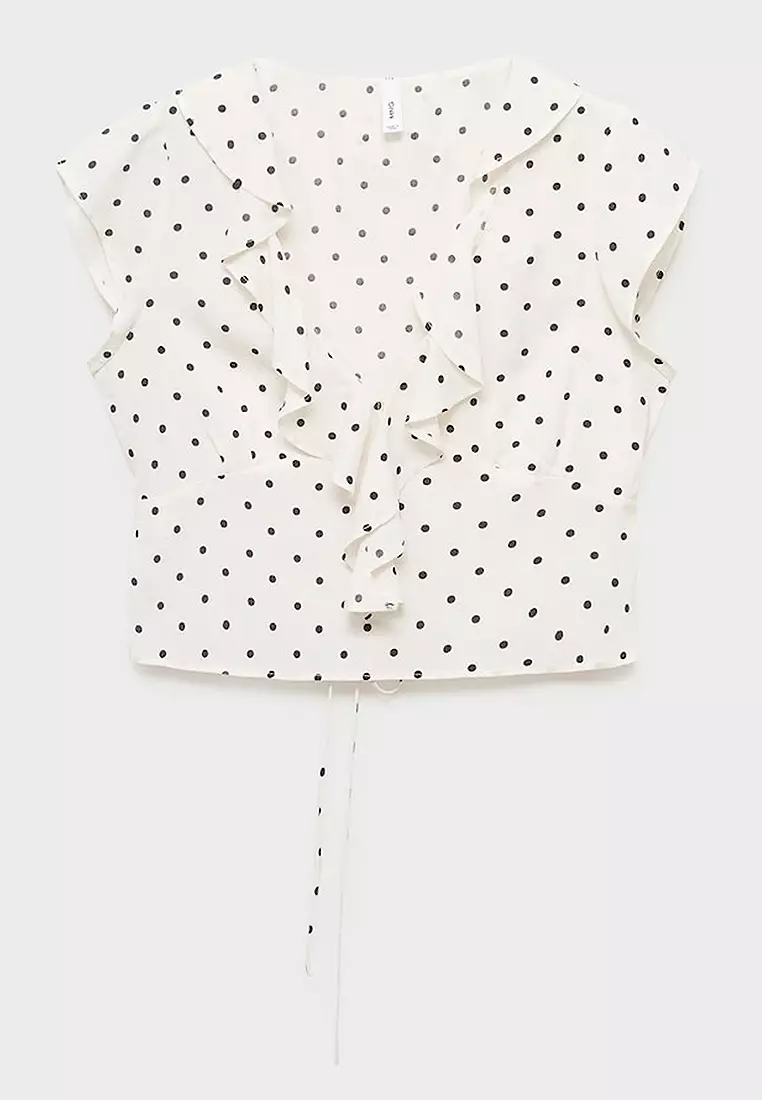 Polka-Dot Blouse With Ruffles