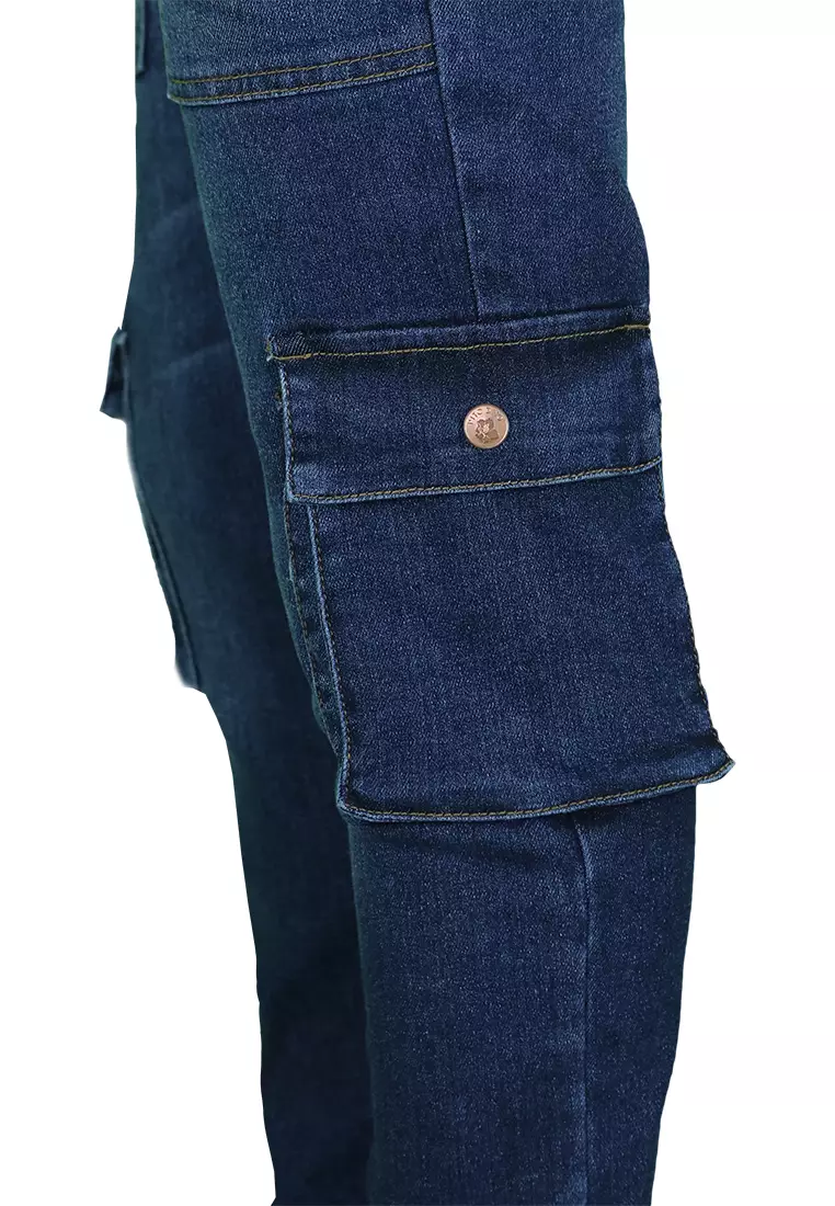 Pito Dito Girl Lafou Celana Panjang Denim Cargo Anak Navy - Size 4