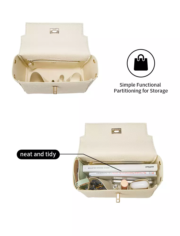 Victoria S 女士時尚休閒手提包 小號女士皮包/單肩包/斜背包/吊帶包 - 白色