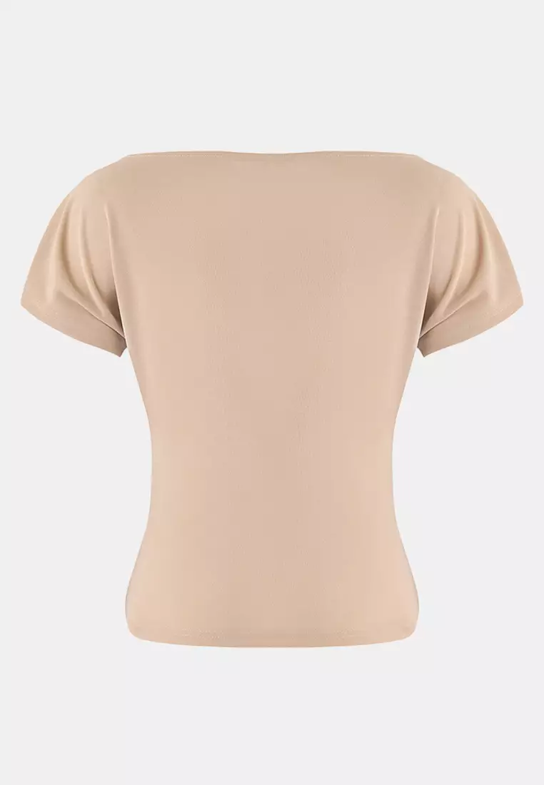 Boat Neck Ruched Top