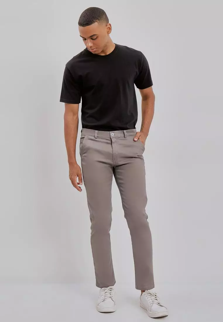 PAULMAY Celana Chino Pria Panjang Slim Fit - Grey