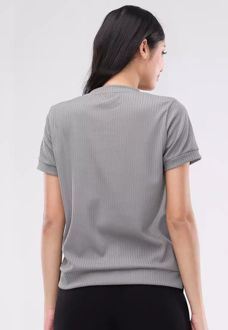 Special Textured Knits Short Sleeve Blouse