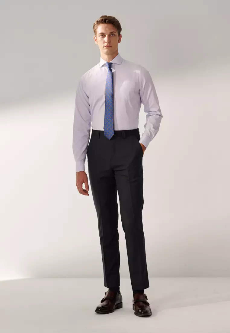 Purple Textured Slim Shirt