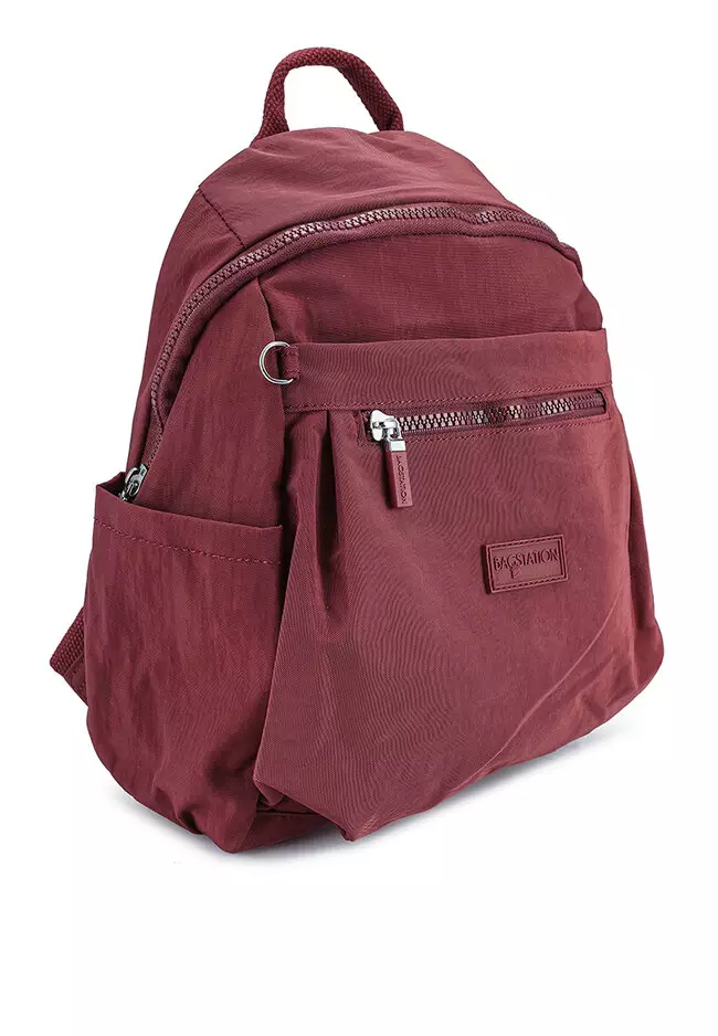Crinkled Nylon Small Backpack
