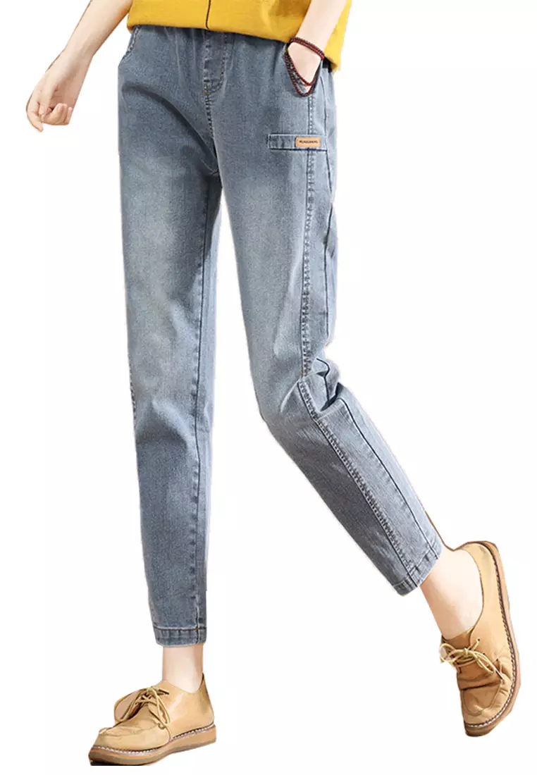 Elastic Waist Vintage Jeans