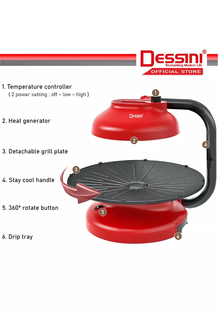 Buy DESSINI DESSINI ITALY Infrared Electric BBQ Grill Steak Frying Pan
