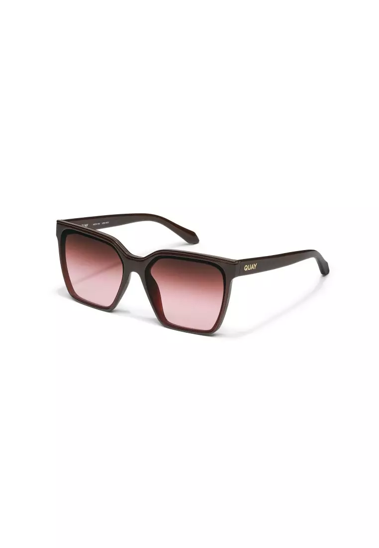 QUAY Level Up Sunglasses  - Dark Brown/Rouge Glow