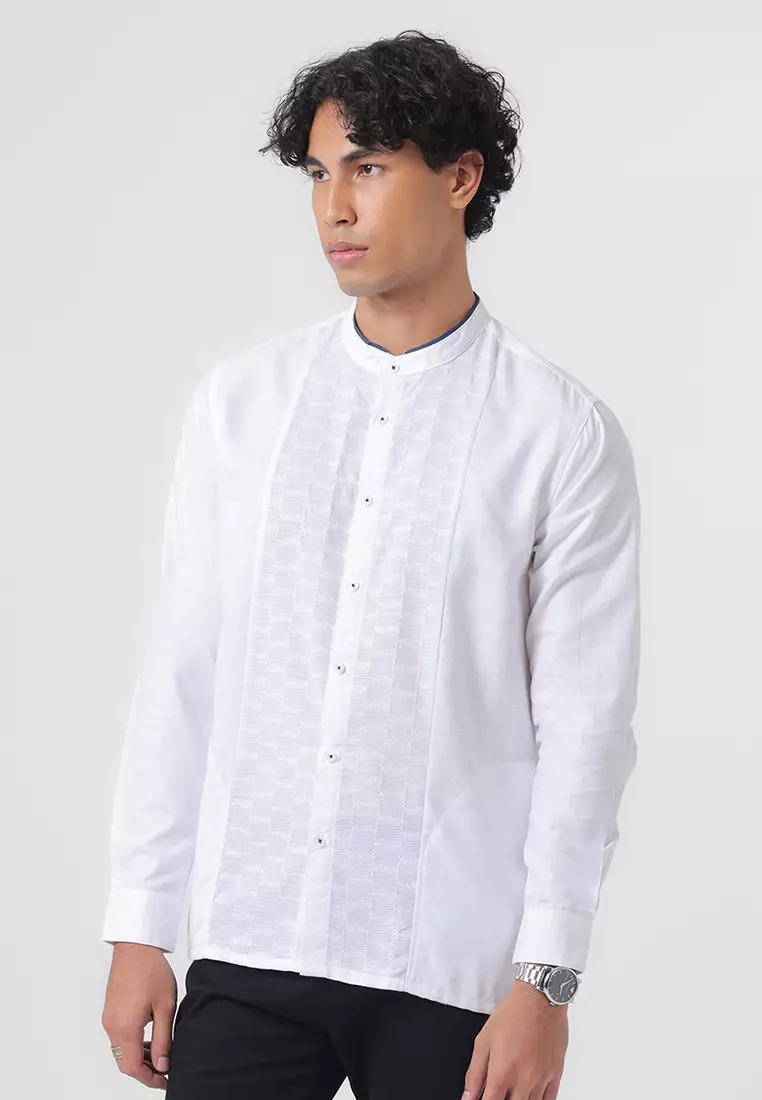 Kemeja Koko Pria Lengan Panjang Baju Muslim Pria GRISHNA WHITE
