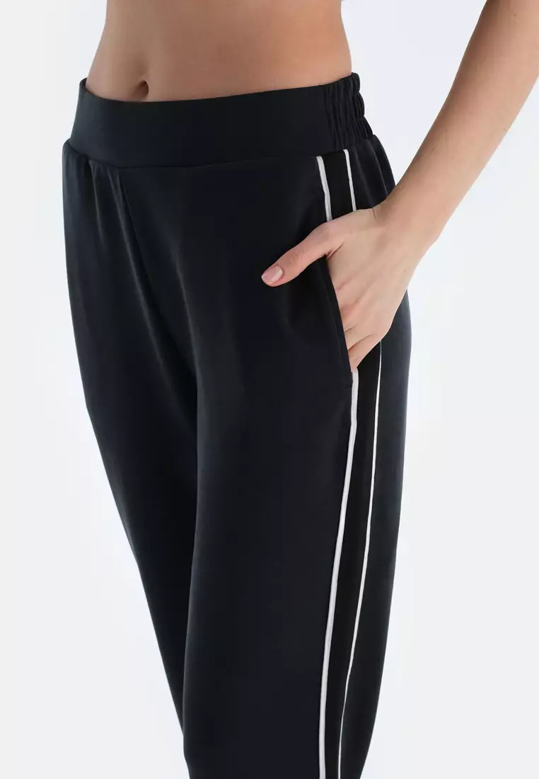 Black Trousers, Jogger, Rib, Activewear for Women