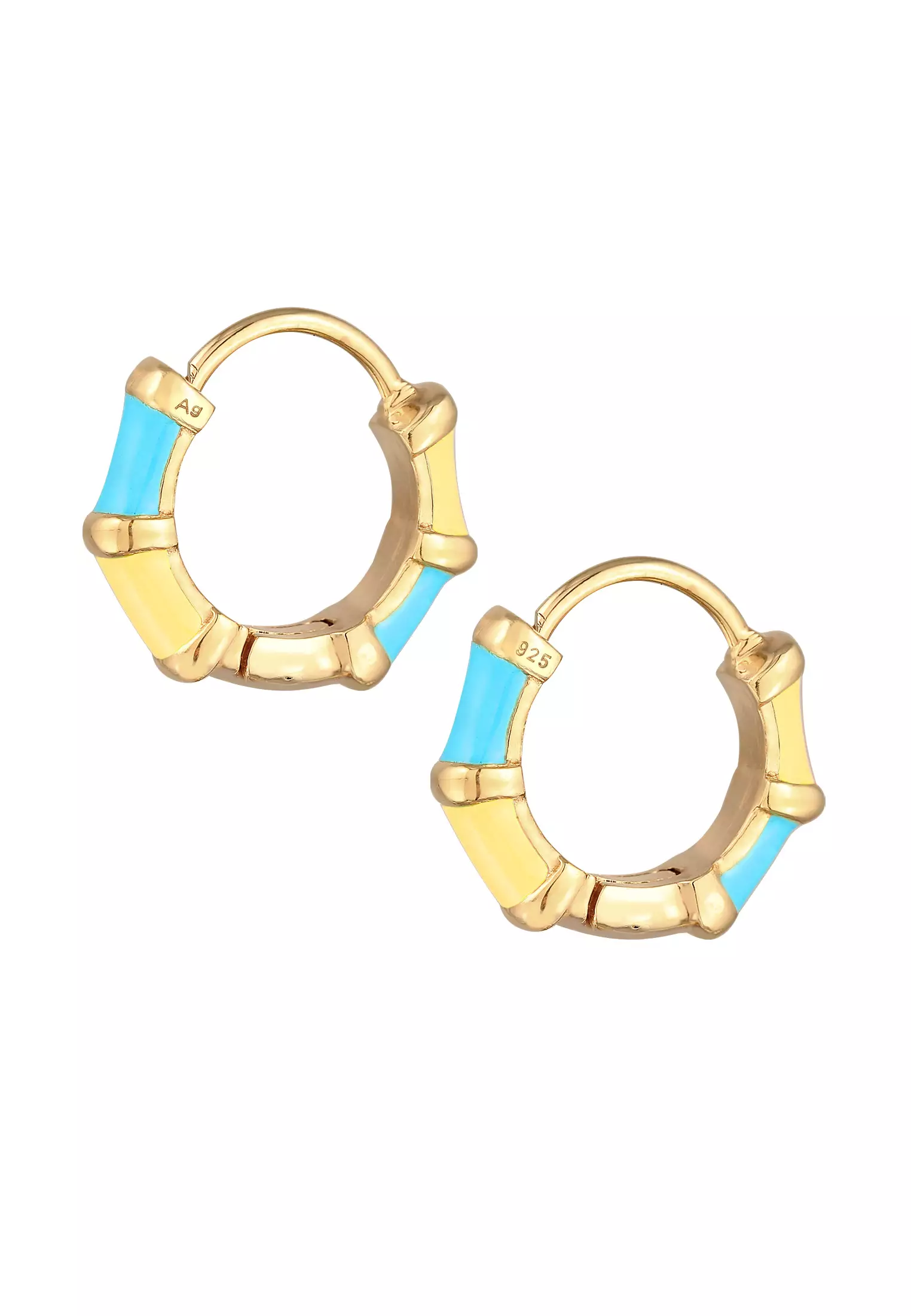 Earrings Creoles Colourful Trend Enamel Gold Plated