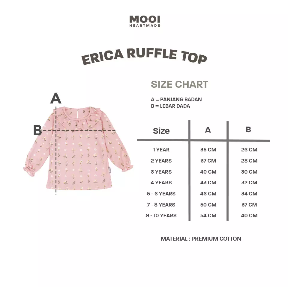 Mooi Atasan Anak Perempuan Erica Ruffle Top - White
