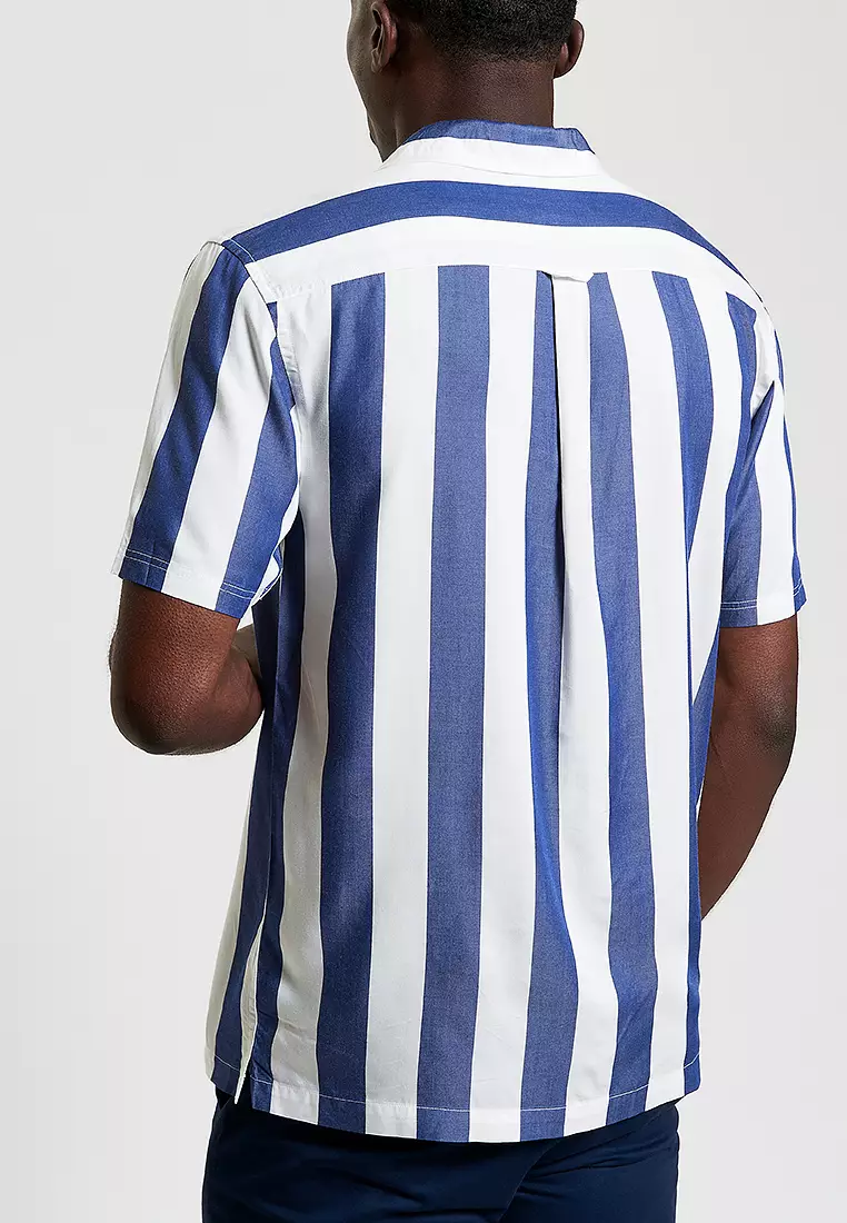Short Sleeve Viscose Stripe Shirt