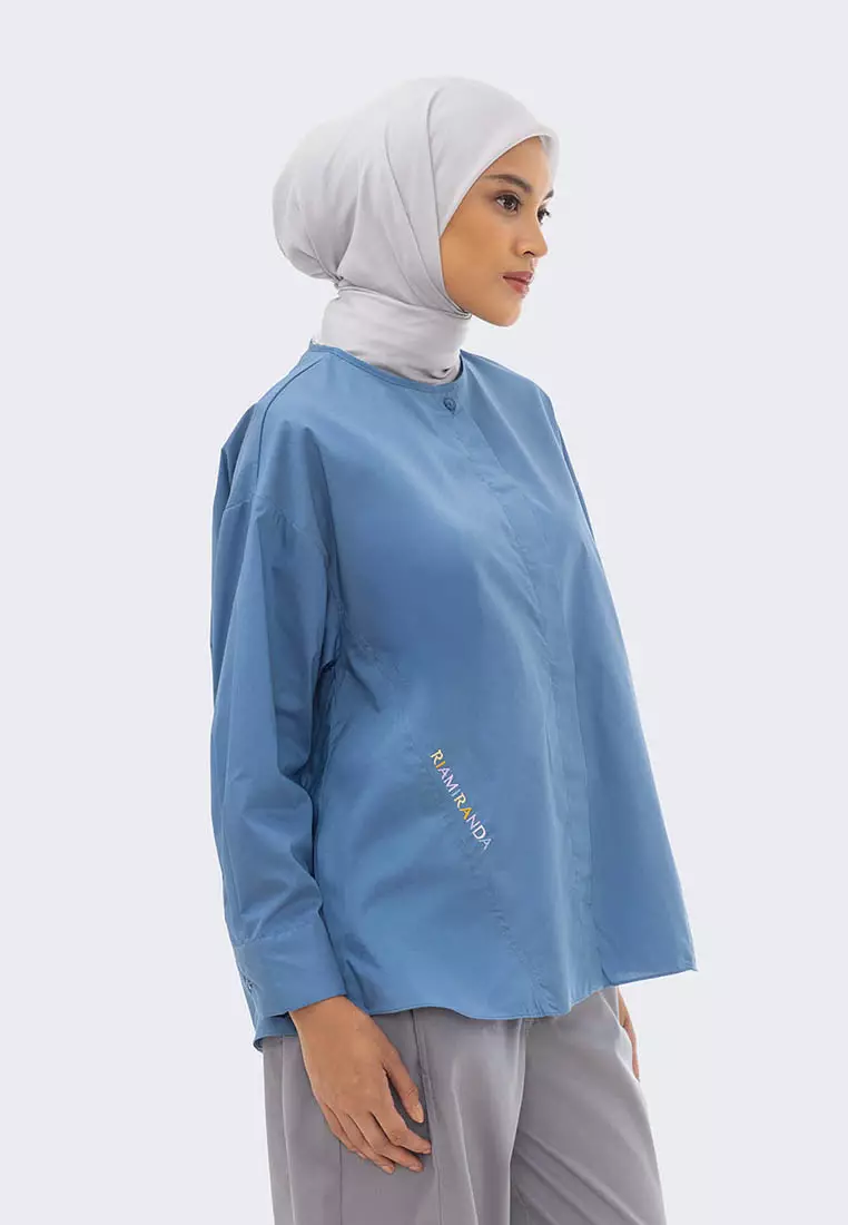 Ria Miranda Steel Blue Ginnie Top