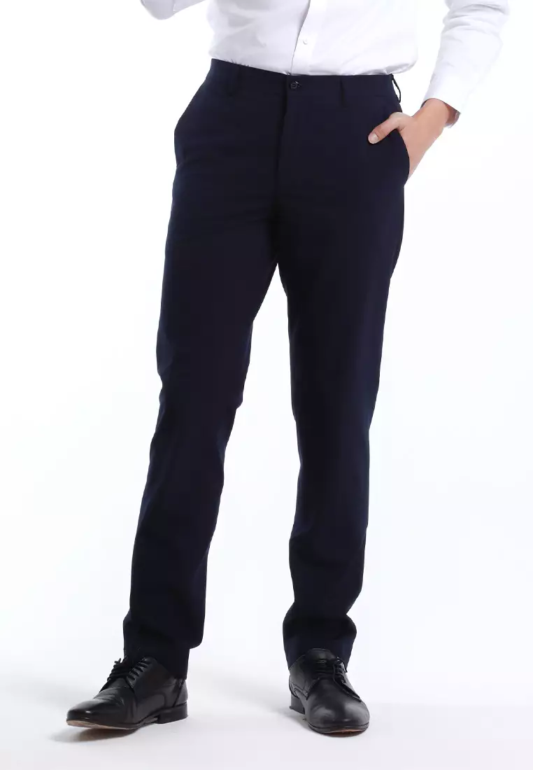 Byford Mens Modern Fit Flat-Front Slacks - 3125002A-39Navy