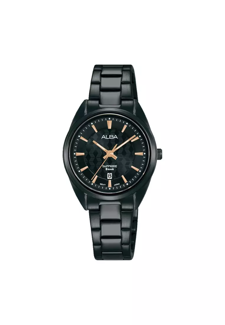 Buy ALBA PHILIPPINES Black Dial Stainless Steel Strap Date Display