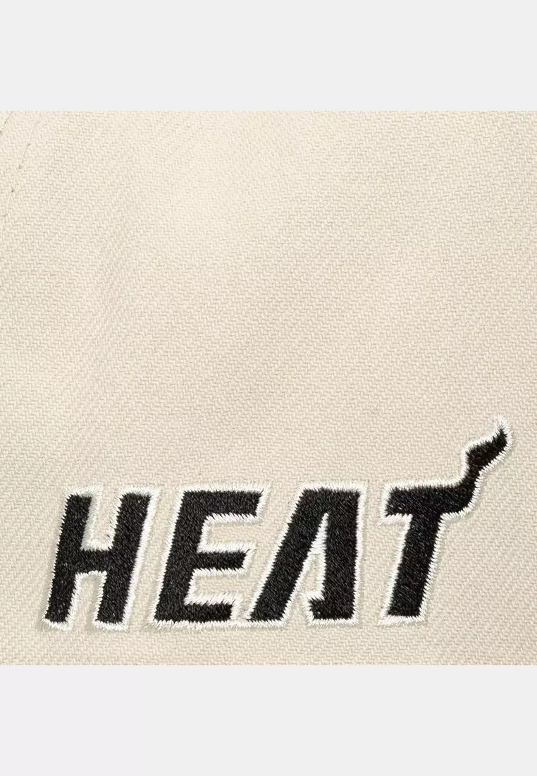 Miami Heat Evergreen Cream Black Snapback Cap