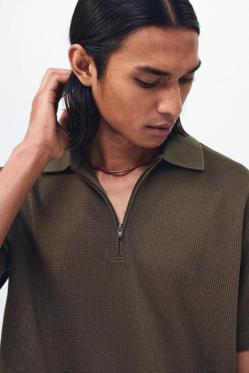 Regular Fit Hole-knit polo shirt