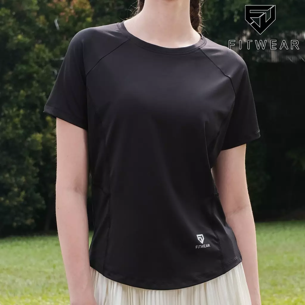 Fitwear Kaos Big Size Olahraga Wanita BROOKLYN UPPER BACK BREATHABLE - BLACK