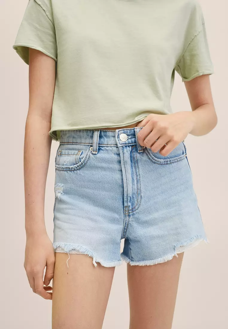 Teens Decorative Ripped Denim Shorts