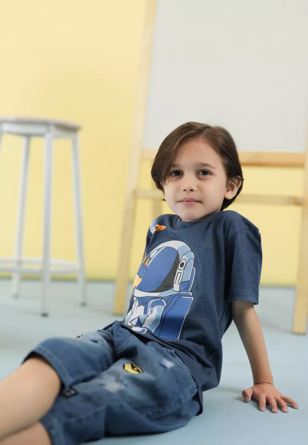 Wakakids Baju Anak Laki Laki Atasan Kaos Usia 4 Tahun Hingga 14 Tahun Motif Astranout 3910 Biru Abu SPATS