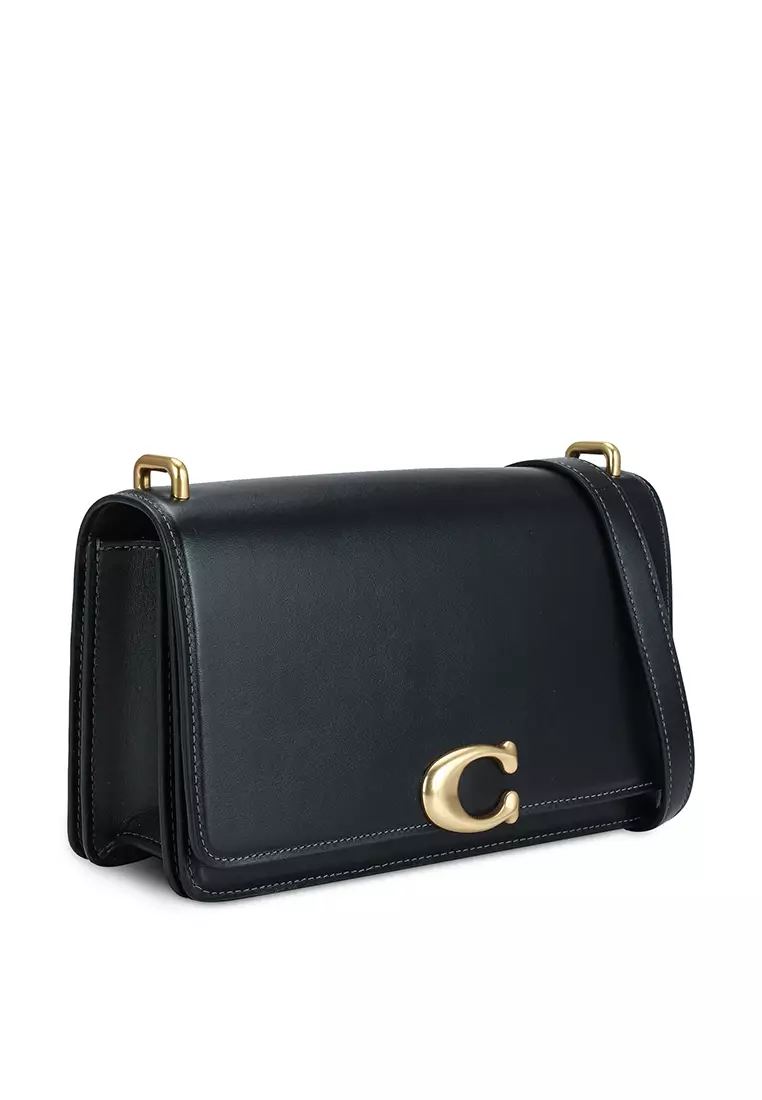 Coach - Black Leather Mini Shoulder Bag with Silver Metal Accents