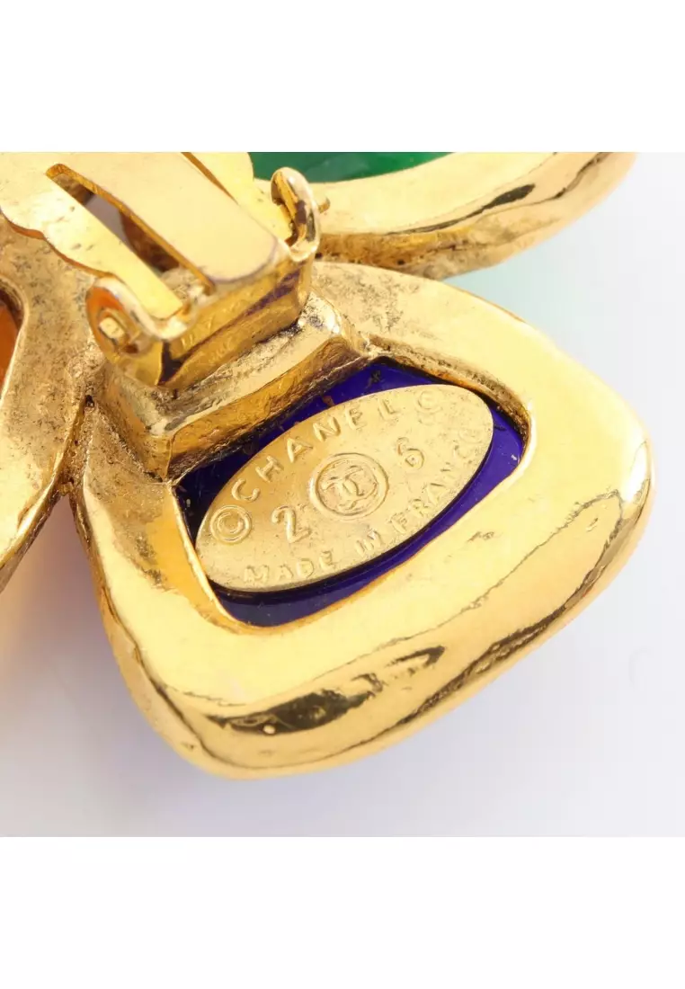 Pre-Loved Chanel earrings GP colored stones gold multicolor 26