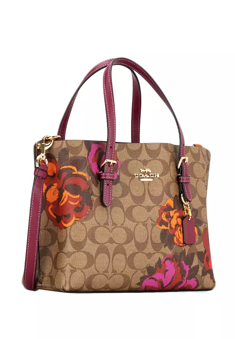 Coach Mollie Tote 25 In Signature Canvas With Jumbo Floral Print Brown Multi